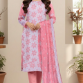 Full Chikankari Embroidered Lawn Unstitched 3pc with Embroidered Bamber Chiffon Dupatta