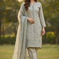 Bareeze-Lawn 3 Pcs All Over Embroidered Unstitched Suit With Embroidered Chiffon Dupatta